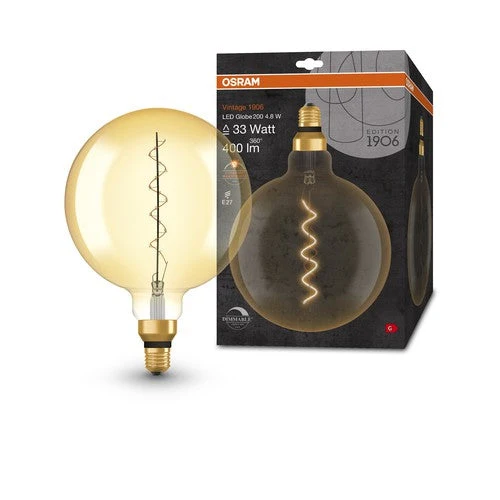 Lampe LED OSRAM Vintage 1906, teinte dorée, 4,8 W, 400 lm, blanc chaud, E27