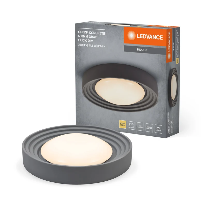LEDVANCE ORBIS Plafonnier en béton 500mm 24,5W gris