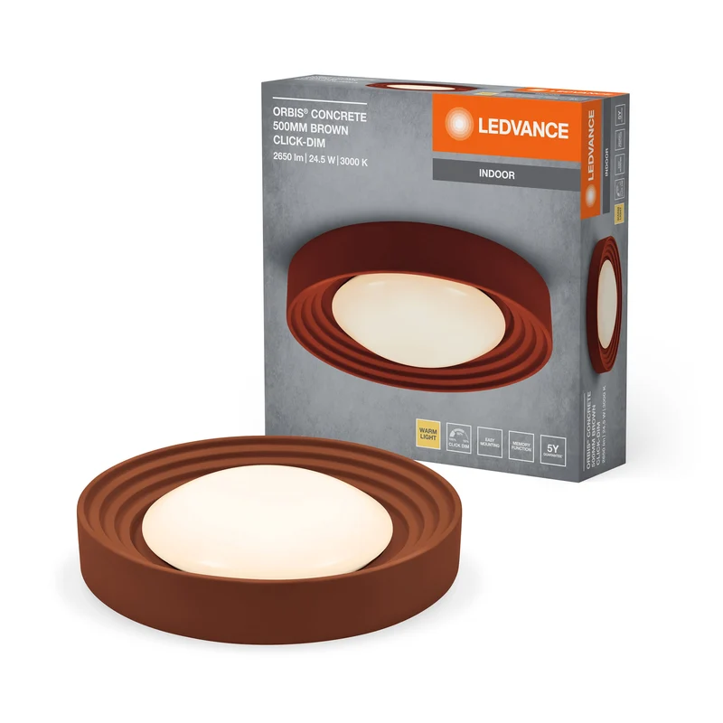 LEDVANCE ORBIS Plafonnier en béton 500mm 24,5W marron