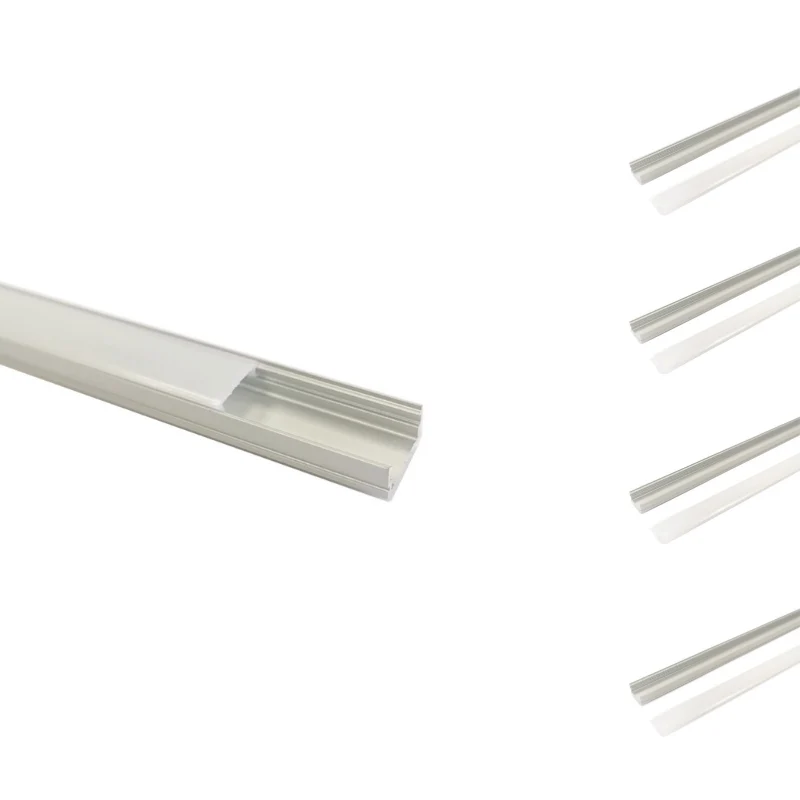 Profilé Aluminium 2m pour Ruban LED Couvercle Blanc Opaque - Pack de 5