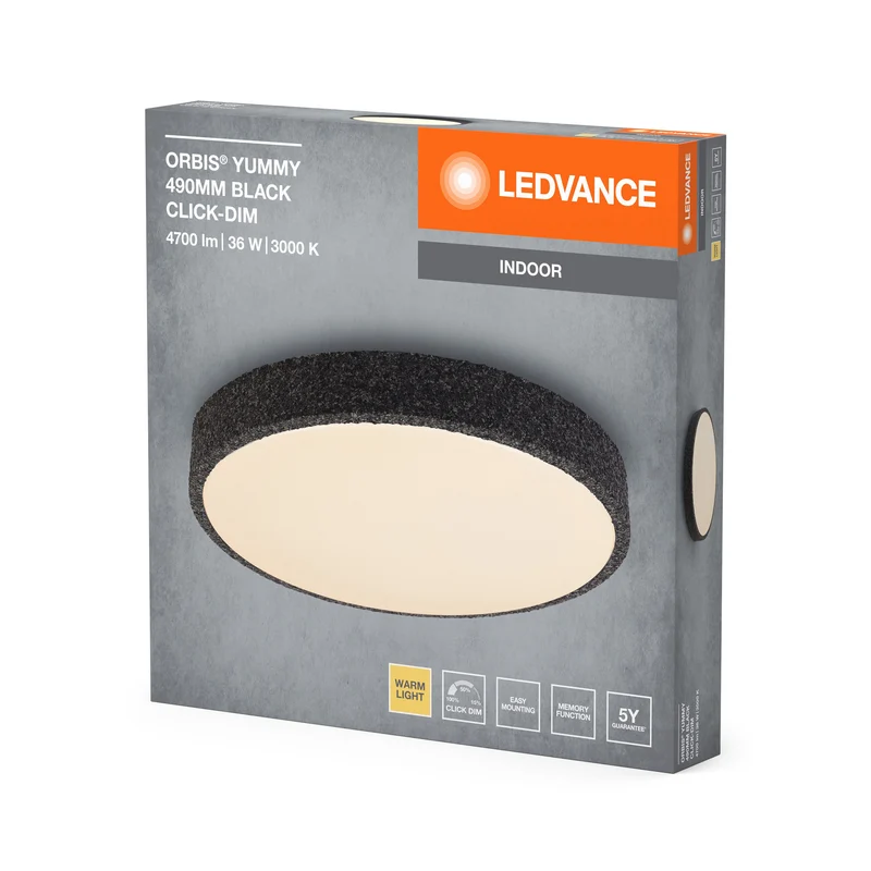 LEDVANCE ORBIS Yummy plafonnier 36W 490mm dimmable noir