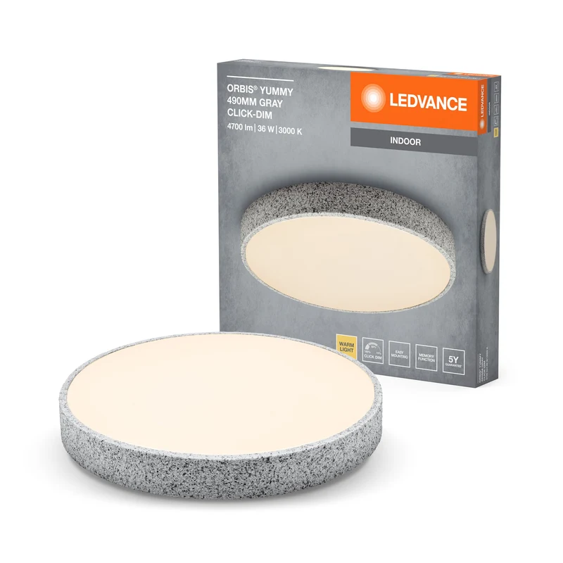 LEDVANCE ORBIS Yummy plafonnier 36W 490mm dimmable gris