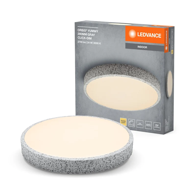 LEDVANCE ORBIS Yummy plafonnier 24W 390mm dimmable gris
