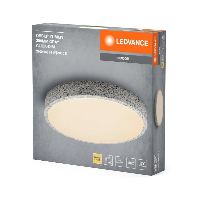 LEDVANCE ORBIS Yummy plafonnier 24W 390mm dimmable gris