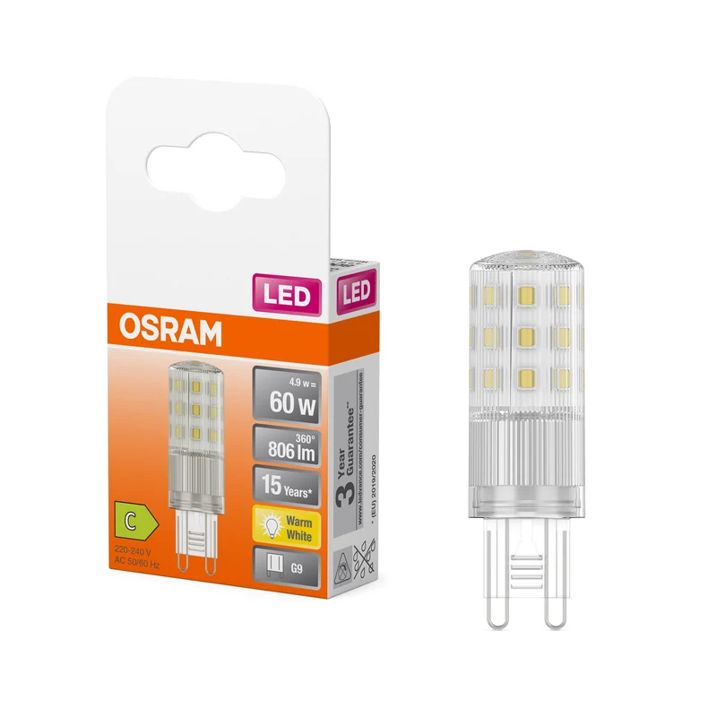 OSRAM lampe à broche LED PIN 4.9W, 806lm, G9, 2700K, blanc chaud