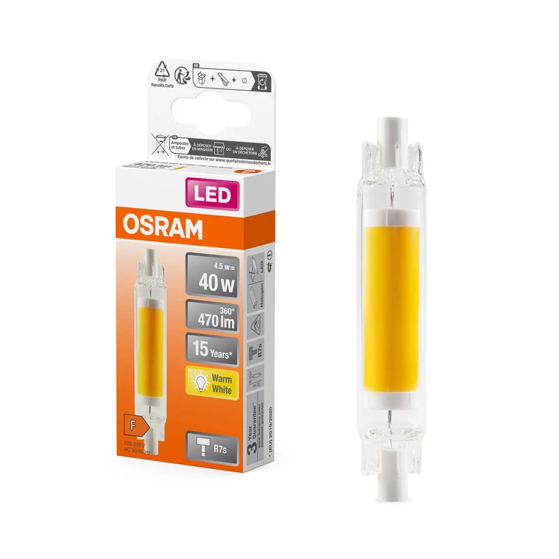 OSRAM LED Slim Line Lampe, 4.5W, R7s, Blanc chaud 2700K