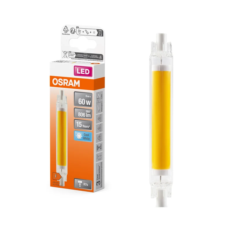 OSRAM LED Slim Line Lampe, 8W, 806lm, R7s, Blanc froid 4000K
