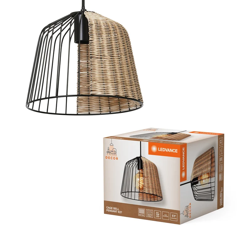 LEDVANCE DECOR Suspension Cage Bell, noir/marron, E27