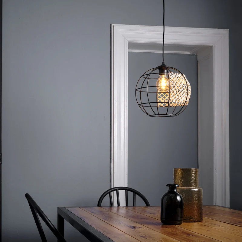 LEDVANCE DECOR Suspension Cage Globe, noir/marron, E27