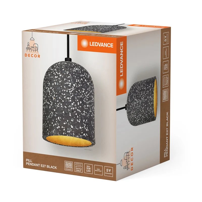 LEDVANCE DECOR Suspension Pillule 1xE27 Noir
