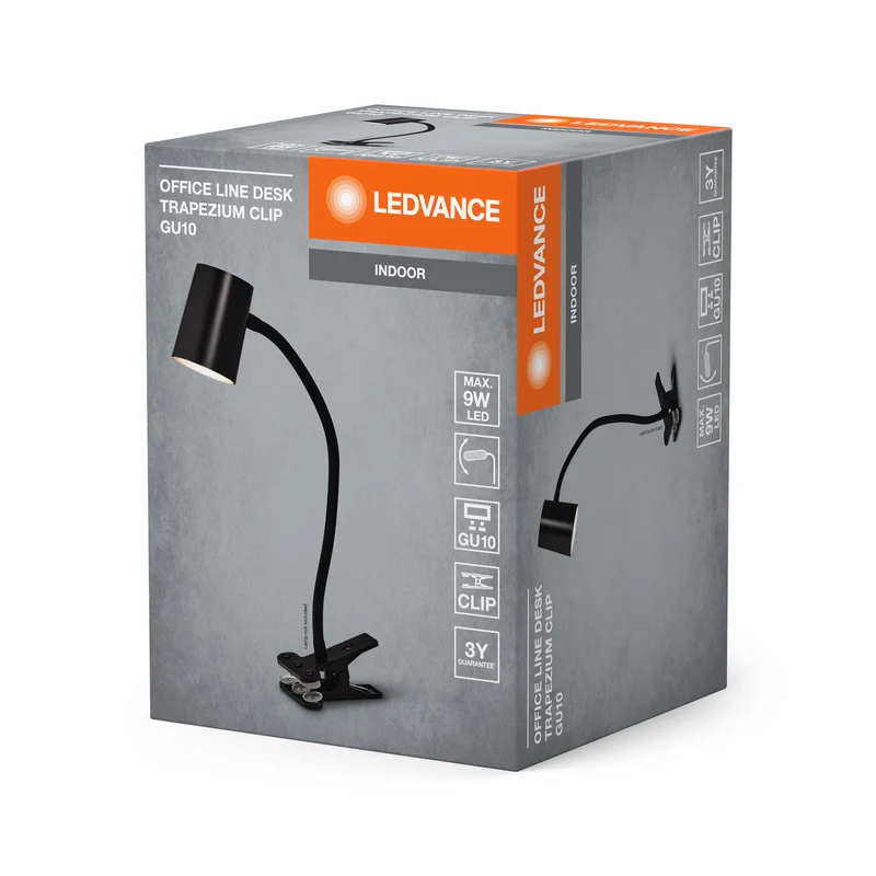 Lampe de bureau LEDVANCE OFFICE LINE Desk Trapezium Clip GU10 Noir