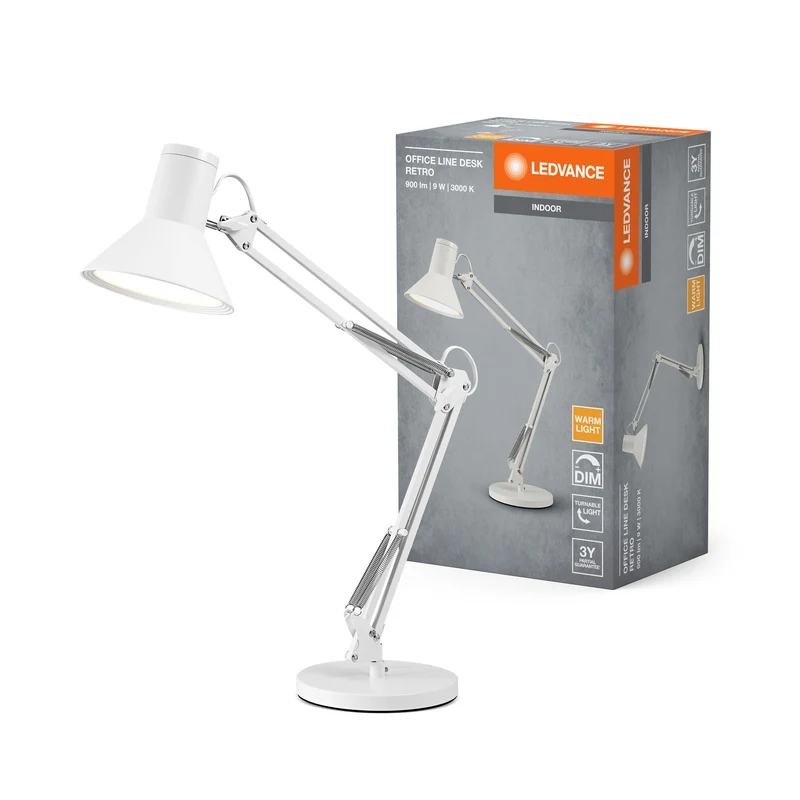 Lampe de bureau rétro LEDVANCE OFFICE LINE Desk 9W 830 Dimmable Blanc, 617 lm, 3000 K, Blanc chaud