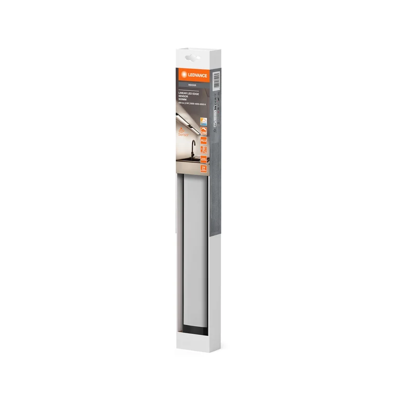 Spot sous meuble LEDVANCE LINEAR EDGE SENSOR 50cm CCT DIM Noir, 640 lm, 3000…4000…6500 K, blanc chaud|blanc froid|lumière du jour