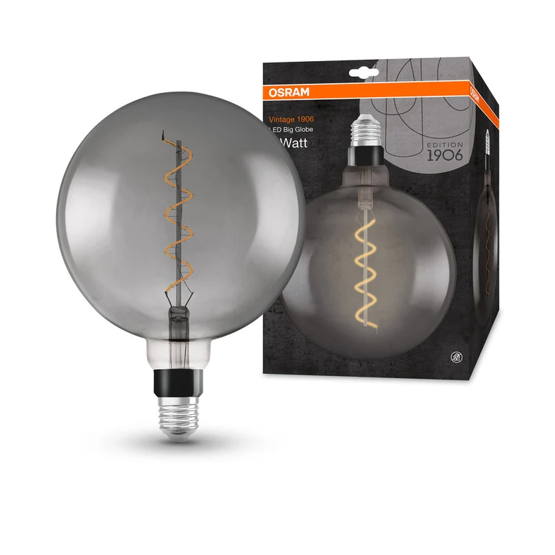 Lampe LED OSRAM VINTAGE 1906® LED CLASSIC GLOBE 4W 818 Fumée E27, 140 lm, 1800 K, Lumière Chaude et Confortable