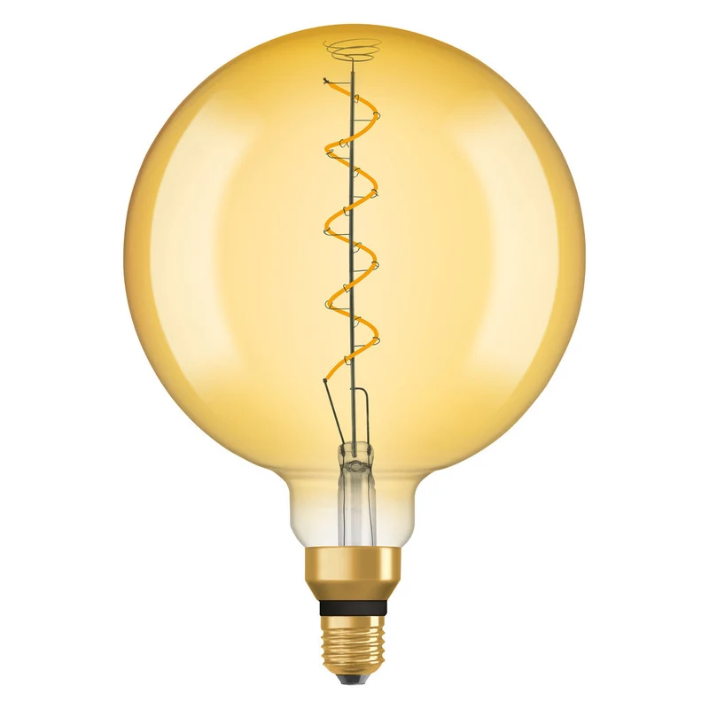 Lampe LED OSRAM VINTAGE 1906® LED CLASSIC GLOBE 4W 820 Gold E27 Douille Argent, 300 lm, 2000 K, Lumière Chaude et Confortable