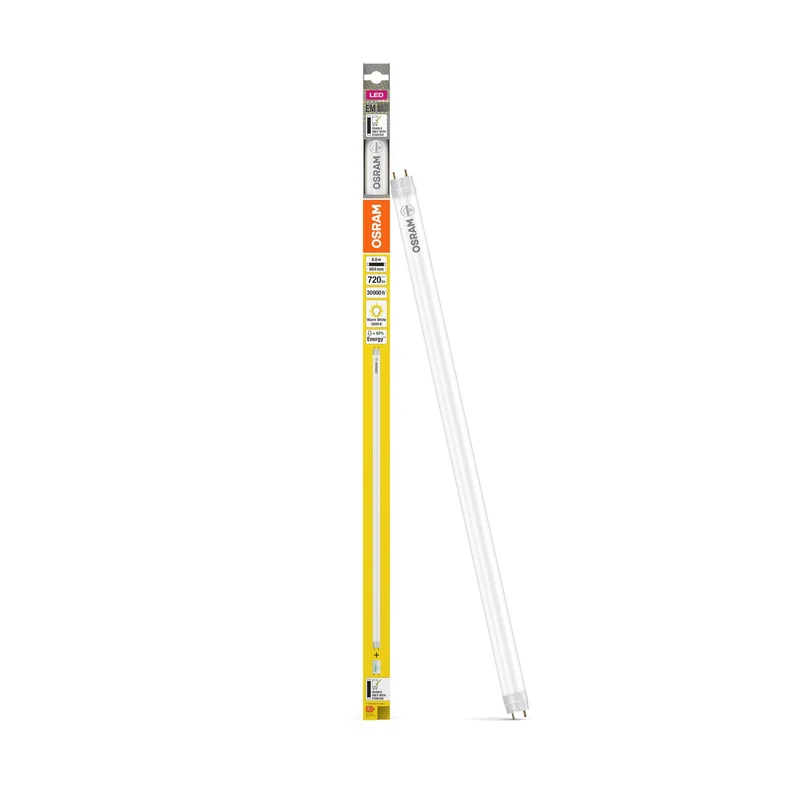 OSRAM LED tube TUBE T8 EM PLASTIC 60cm 6.6W 830, 720 lm, 3000 K, blanc chaud