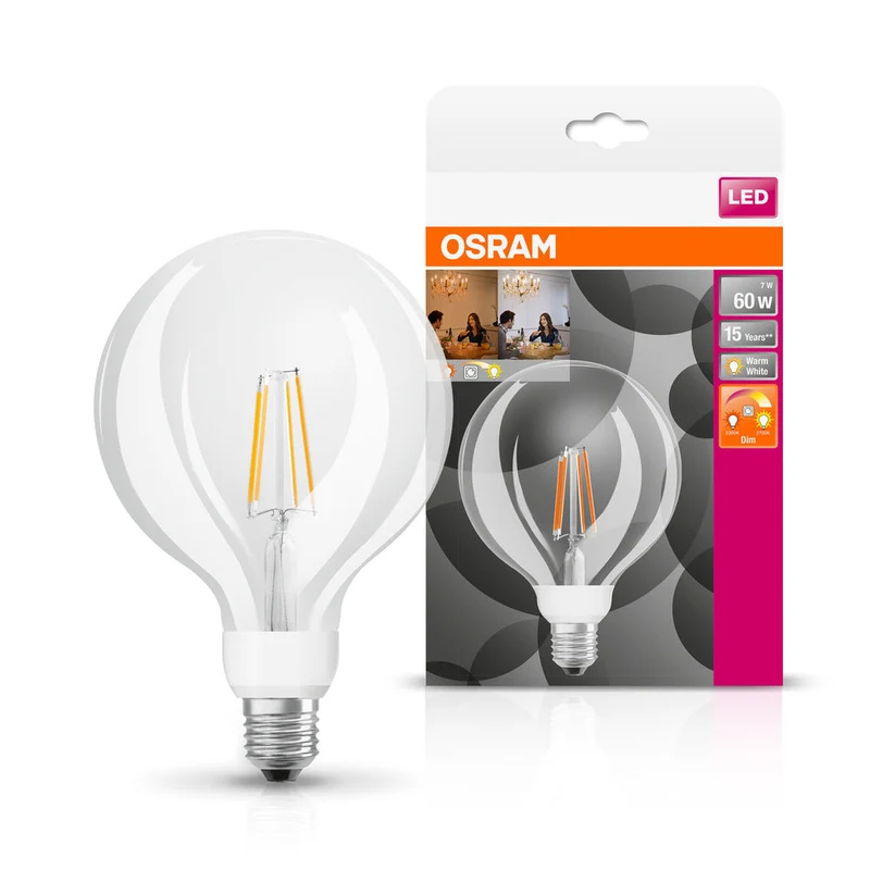 Lampe LED OSRAM SUPERSTAR CLASSIC GLOBE GLOWdim 7W 822…827 E27, 806 lm, 2200…2700 K, Blanc chaud réglable
