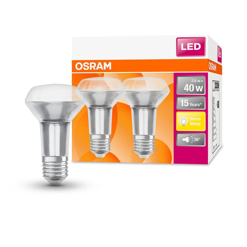 Lampe LED OSRAM LED STAR R63 2,9 W 827 E27, 210 lm, 2700 K, blanc chaud, lot de 2