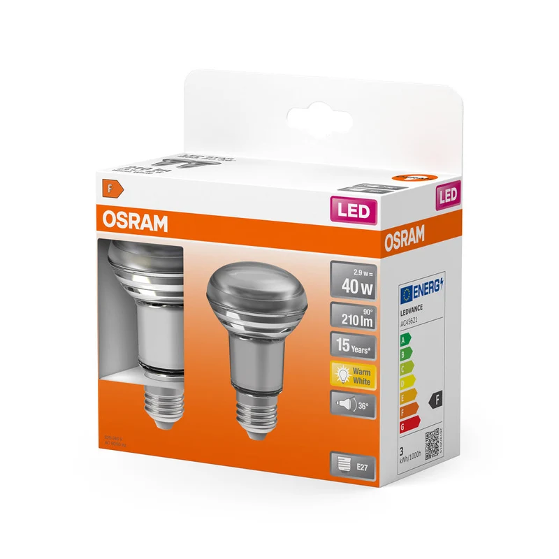 Lampe LED OSRAM LED STAR R63 2,9 W 827 E27, 210 lm, 2700 K, blanc chaud, lot de 2