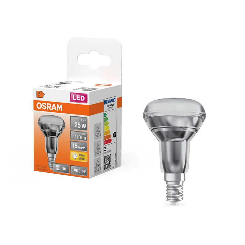 Lampe LED OSRAM LED STAR R39 1,5W 827 E14, 110 lm, 2700 K, blanc chaud