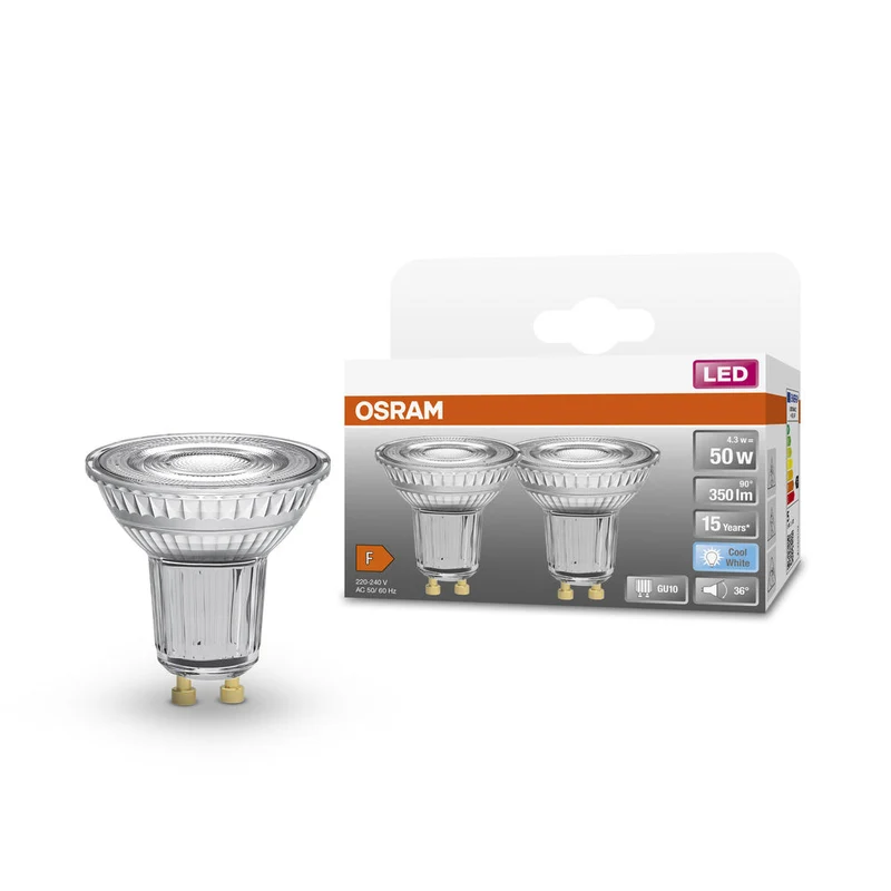 Lampe à réflecteur LED OSRAM LED STAR PAR16 4,3W 840 GU10 350 lm, 4000 K, blanc froid, lot de 2