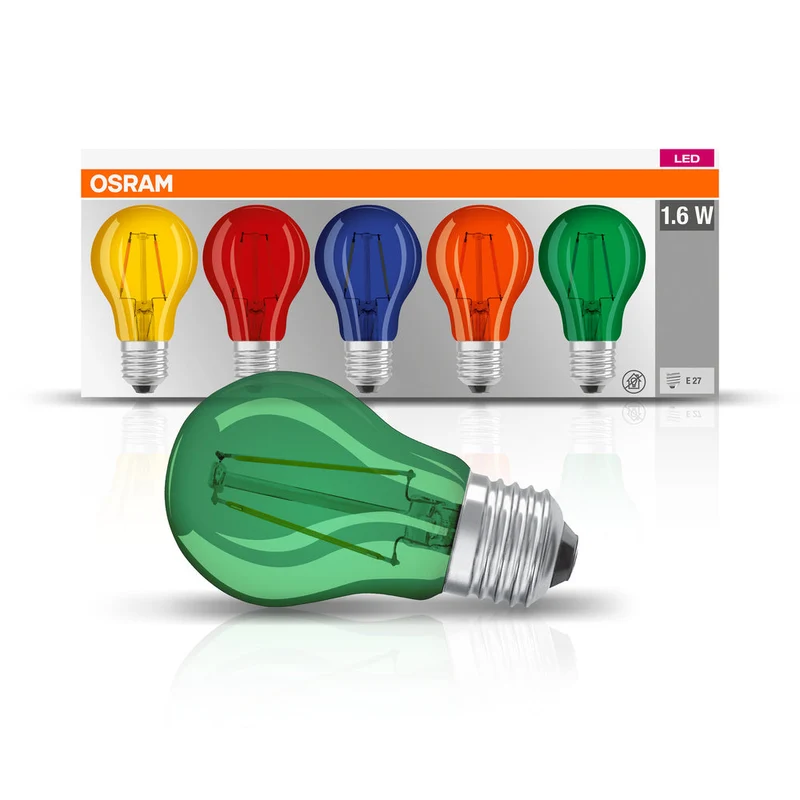 Lampe LED OSRAM LED STAR DÉCOR CLASSIC A 2,5W 827 E27, blanc froid, lot de 5, différentes couleurs