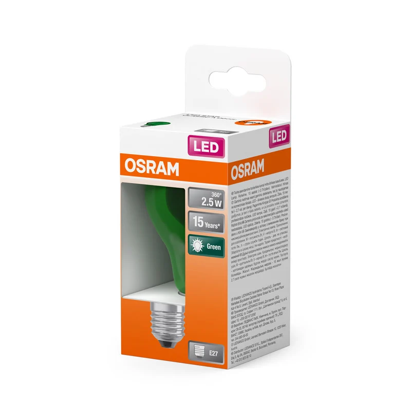 Lampe LED OSRAM LED STAR DÉCOR CLASSIC A 2,5W 175 Vert E27, 45 lm, 7500 K, Vert