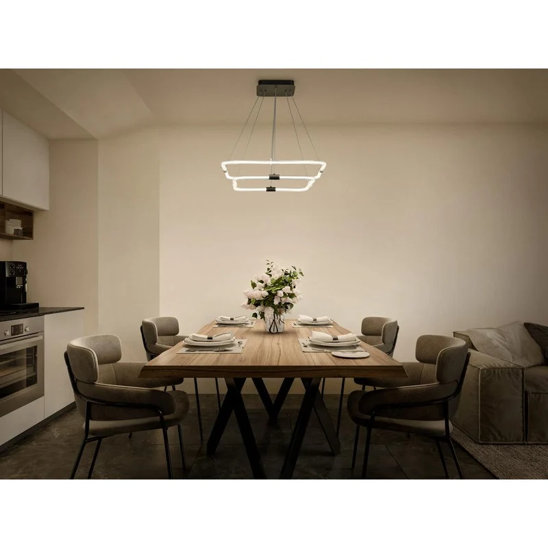 Suspension LEDVANCE DECOR Tetragon, 23 W, 3 000 K, 2 500 lm, blanc chaud, Click DIM