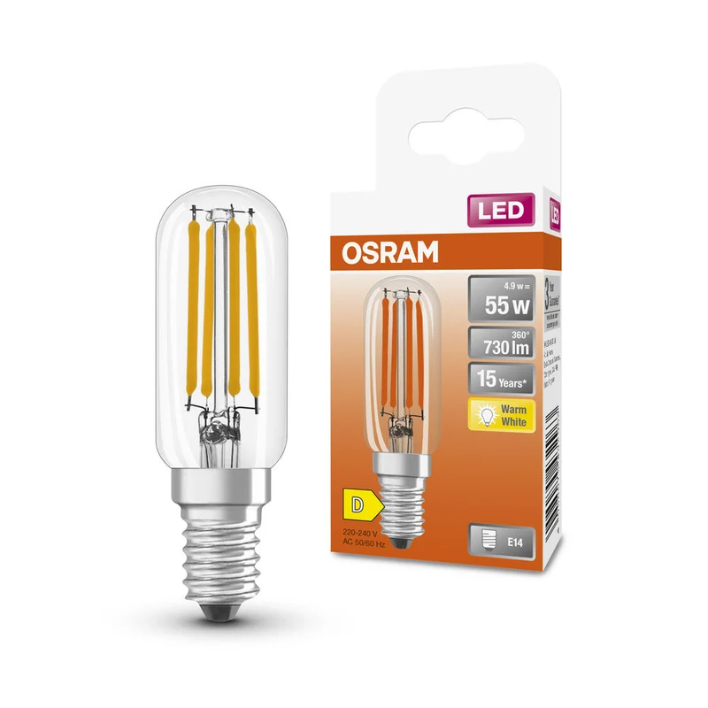 Lampe LED OSRAM LED SPECIAL T26 4,9W 827 Transparente E14, 730 lm, 2700 K, blanc chaud