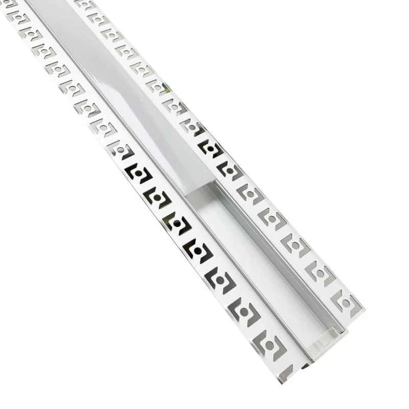 Profilé Aluminium encastré 1m pour Ruban LED Double Couvercle Blanc Opaque