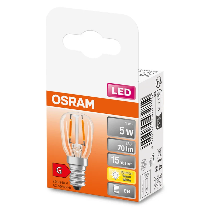 Lampe LED OSRAM LED SPECIAL T26 1W 824 Claire E14, 70 lm, 2400 K, Lumière Chaude et Confortable