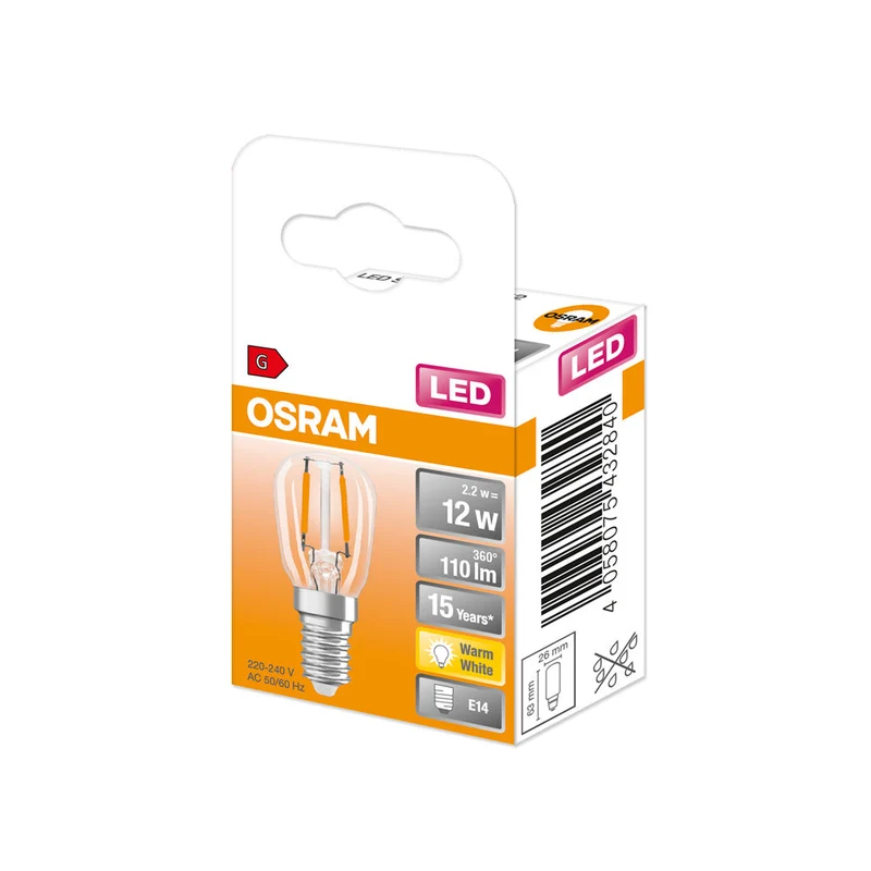 Lampe LED OSRAM LED SPECIAL T26 2.2W 827 Transparente E14, 110 lm, 2700 K, blanc chaud