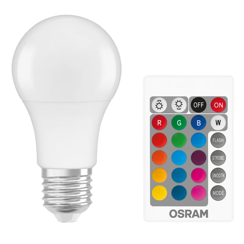 Lampe LED OSRAM Lampes LED Retrofit RGBW avec télécommande 9,4 W E27, 806 lm, 2700 K, blanc chaud, lot de 2