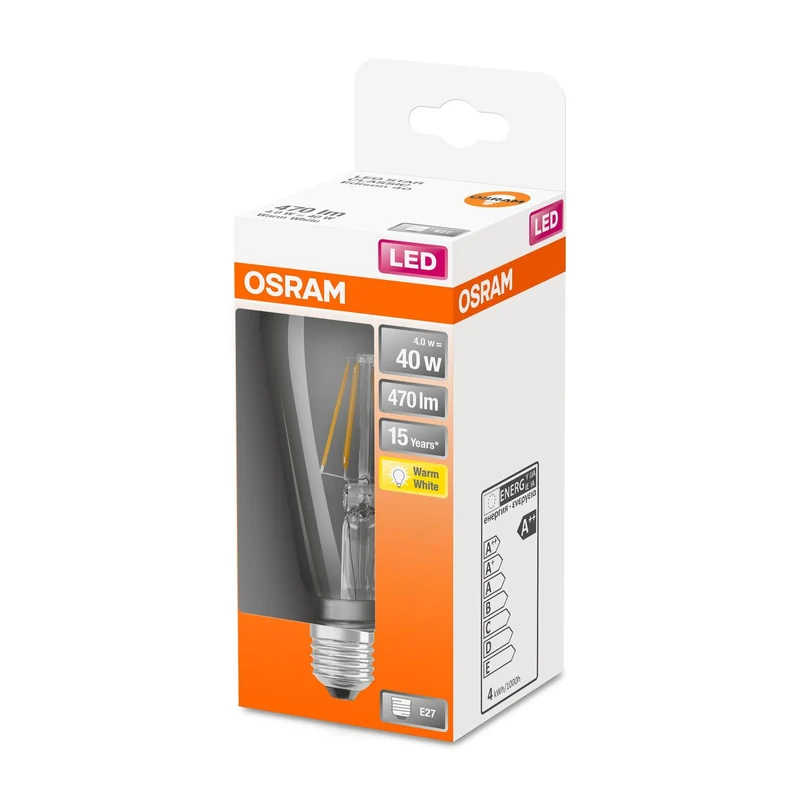 Lampe LED OSRAM LED Retrofit CLASSIC ST 4W 827 Clear E27, 470 lm, 2700 K, blanc chaud