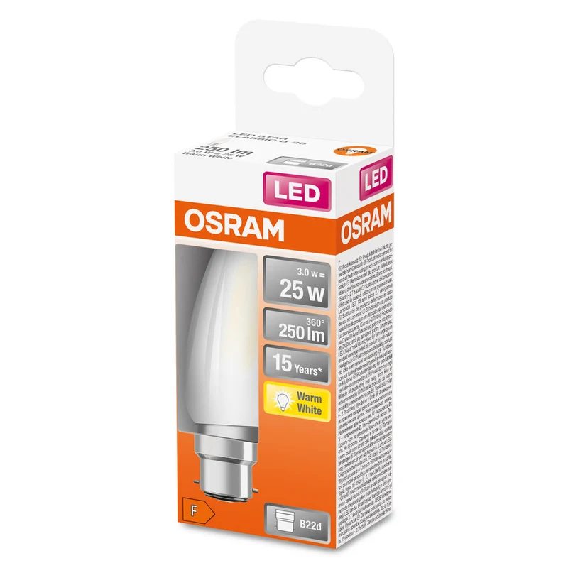 Lampe LED OSRAM LED Retrofit CLASSIC B 2,5W 827 Frosted B22d, 250 lm, 2700 K, blanc chaud