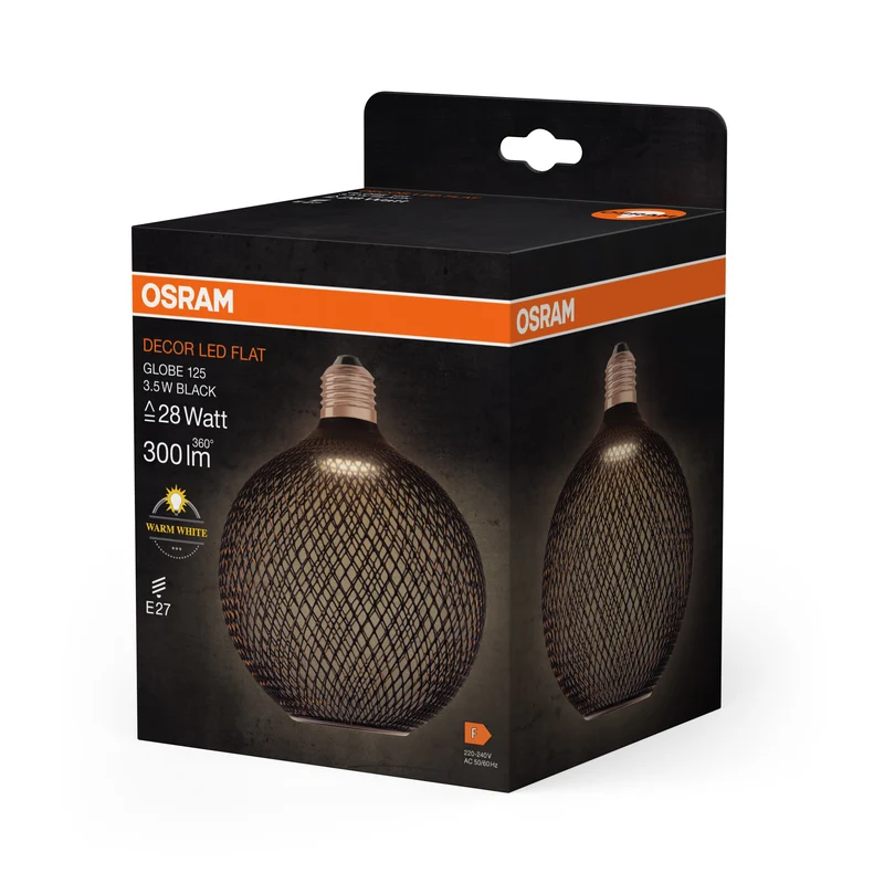 OSRAM DECOR LED Lampe plate noire, 3.5W, givrée, 125mm, blanc chaud, E27