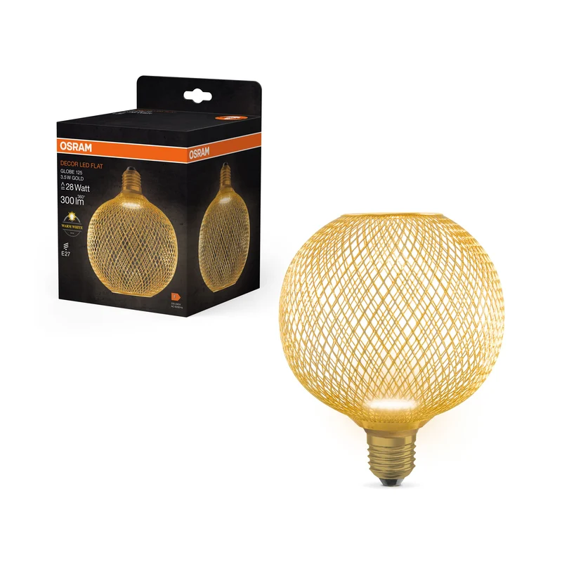 OSRAM DECOR LED Lampe plate Lampe Or, 3.5W, 300lm, Givré, 125mm, Blanc chaud, E27