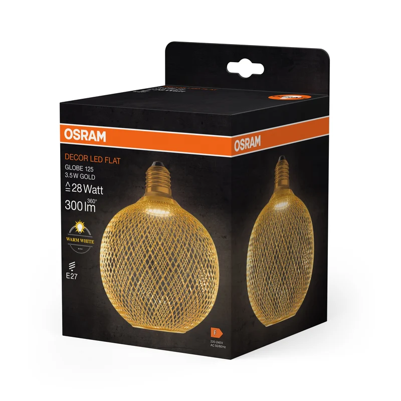 OSRAM DECOR LED Lampe plate Lampe Or, 3.5W, 300lm, Givré, 125mm, Blanc chaud, E27