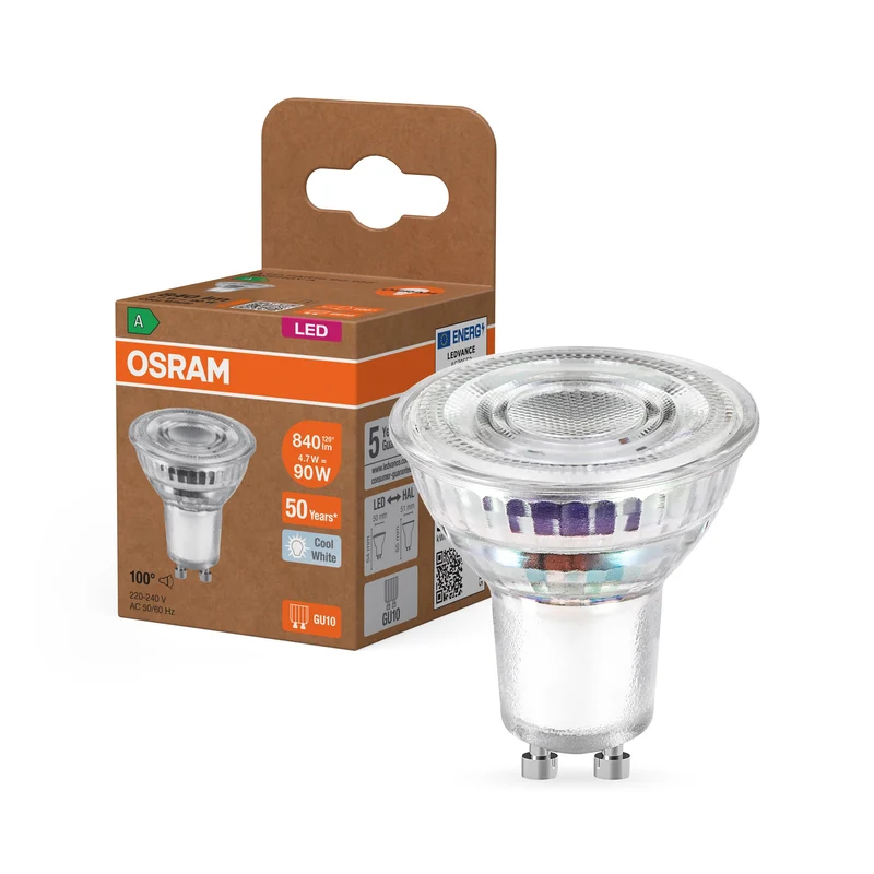 OSRAM Classe Énergie LED-Reflektor-Lampe, 4.7W, 850lm, EEK A, Blanc froid, GU10