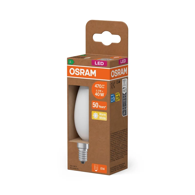 OSRAM LED Superstar Classic Lampe givrée, 2.2W, 470lm, 35mm, blanc chaud, E14
