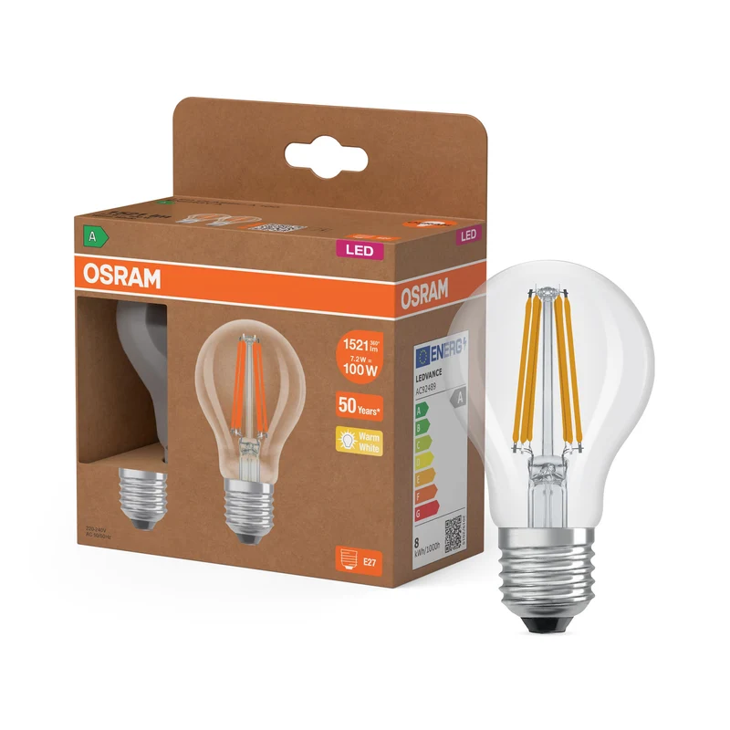 OSRAM LED Superstar Classic Lampe Claire, 7.2W, 1521lm, E27 Blanc chaud Pack de 2