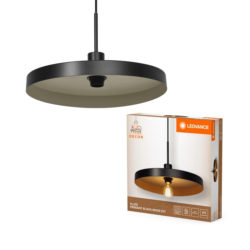 LEDVANCE DECOR Suspension à plaque E27 Suspension beige