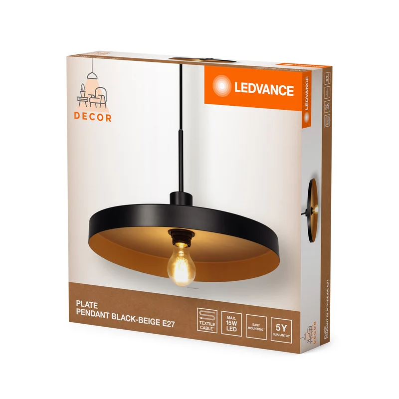 LEDVANCE DECOR Suspension à plaque E27 Suspension beige