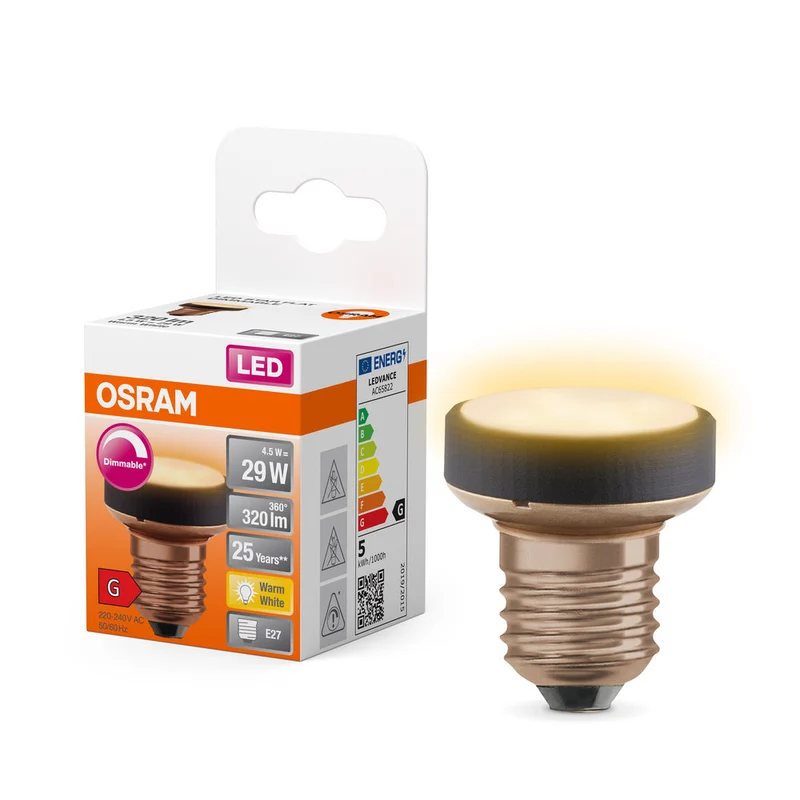 OSRAM LAMPE LED PLATE Lampe design LED ultracompacte, dimmable, 2700K, 3.5W, Mat, E27, Blanc chaud