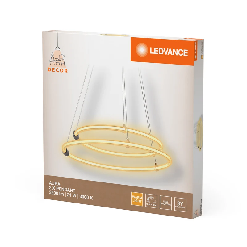 LEDVANCE DECOR Aura suspension 2 pièces, 3000K, 21W, 2400lm, Click DIM