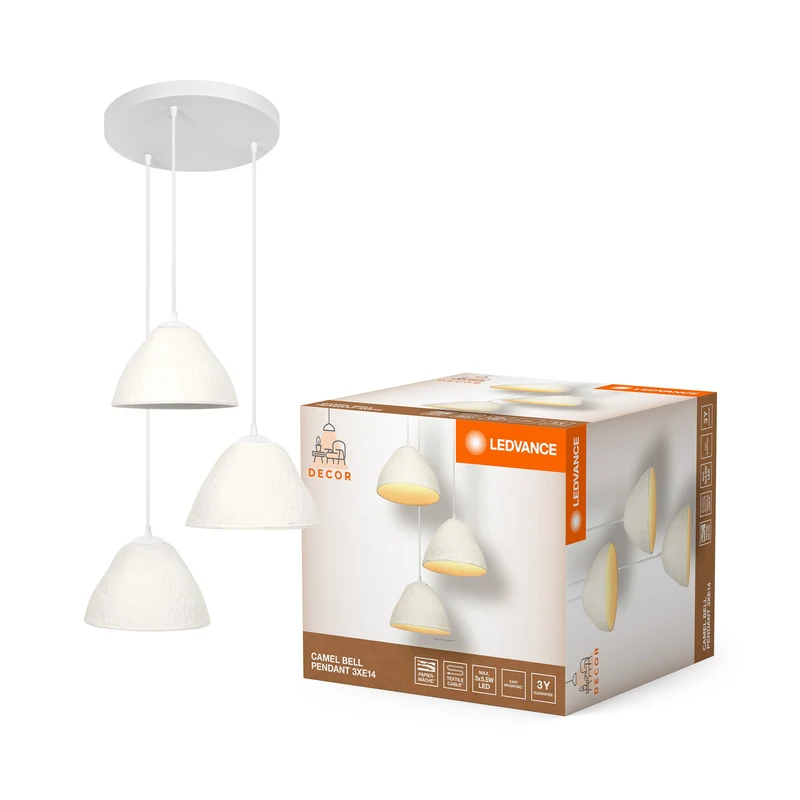 LEDVANCE suspension décor 3 flammes Decor Camel Bell blanc, E14