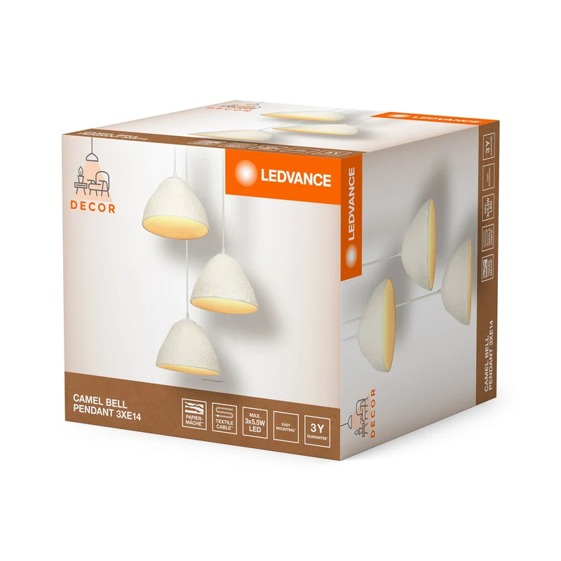 LEDVANCE suspension décor 3 flammes Decor Camel Bell blanc, E14
