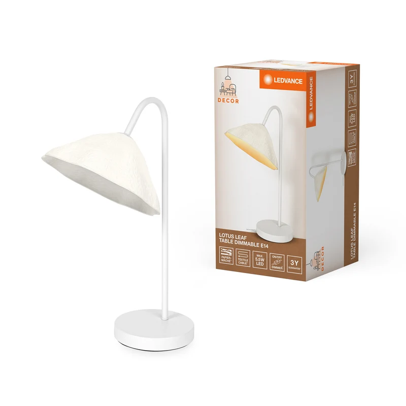 LEDVANCE DECOR Lampe de table Decor Lotus Leaf blanche, E14, dimmable