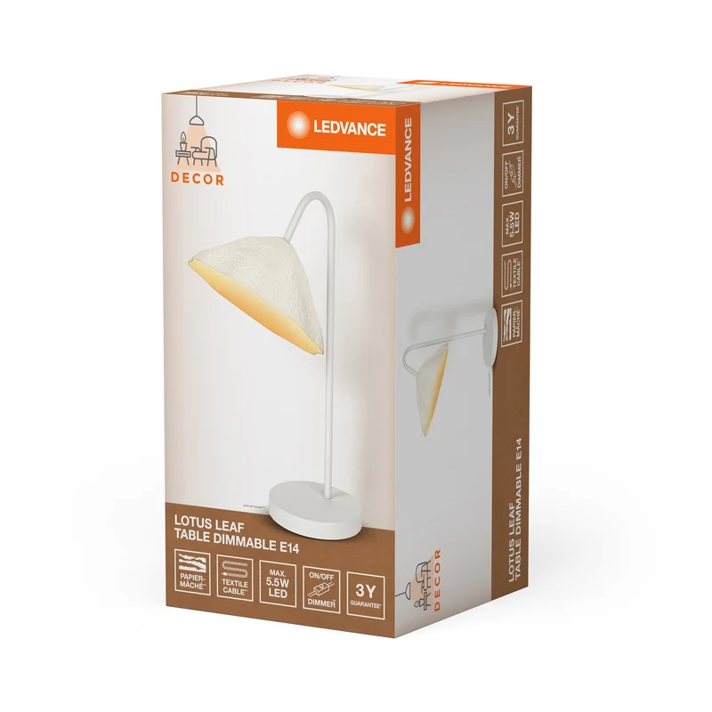 LEDVANCE DECOR Lampe de table Decor Lotus Leaf blanche, E14, dimmable