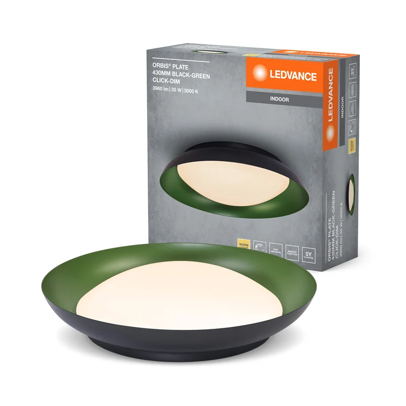 LEDVANCE ORBIS Plafonnier plaque 35W 430mm noir/vert